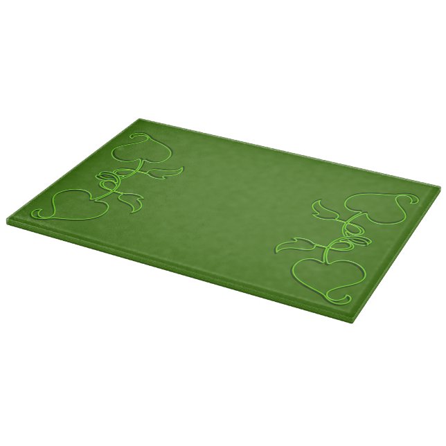 Cutting Board - Outlines of Green Leaves (Corner)
