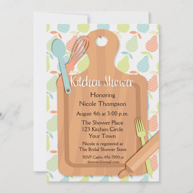 Cutting Board, Utensils, Kitchen Bridal Shower Invitation (Front)