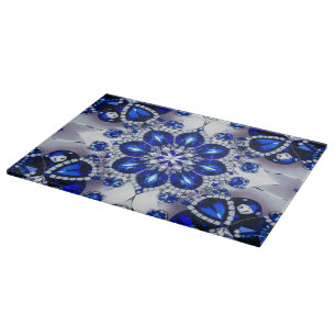 Cutting board with Blue White Colours Design