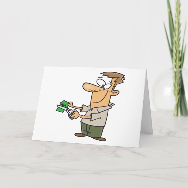 Cutting Up Money Thank You Card (Front)