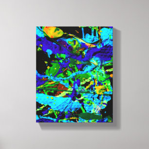 Cuttle Green Blue Abstract Splatter Canvas Print