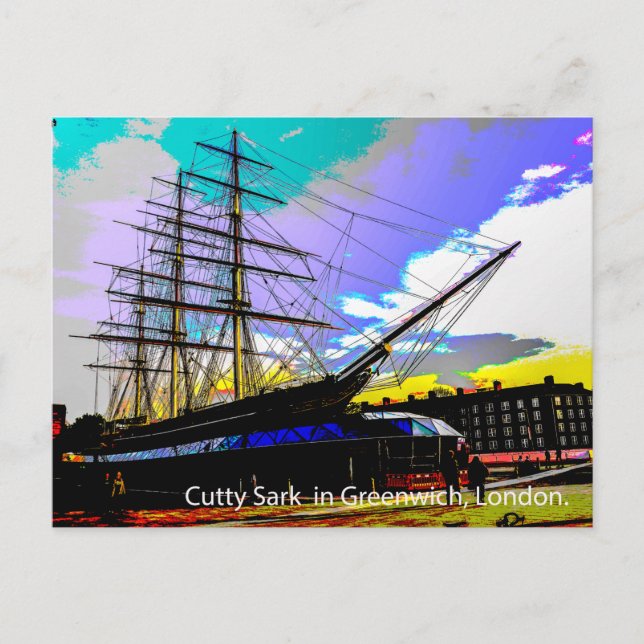 Cutty Sark in Greenwich,London. Postcard (Front)