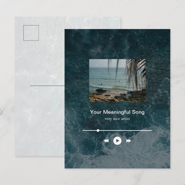 Cuztomizable Ocean Music Player Aesthetic Postcard (Front/Back)