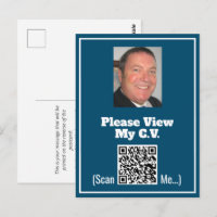 CV with Photo and QR Code on a Postcard