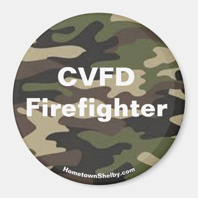 CVFD Firefighter camo magnet (Front)