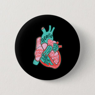 Cvicu Cardiac Nurse Human Heart Anatomy Cardiology 6 Cm Round Badge