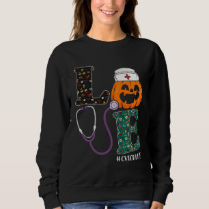 CVICU Nurse Halloween Scary Pumpkin Love Nurse Lif Sweatshirt
