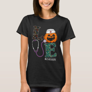 CVICU Nurse Halloween Scary Pumpkin Love Nurse Lif T-Shirt