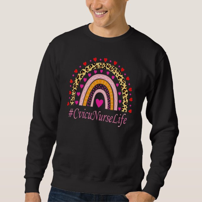 Cvicu Nurse Leopard Rainbow Nurse's Week Sweatshirt (Front)