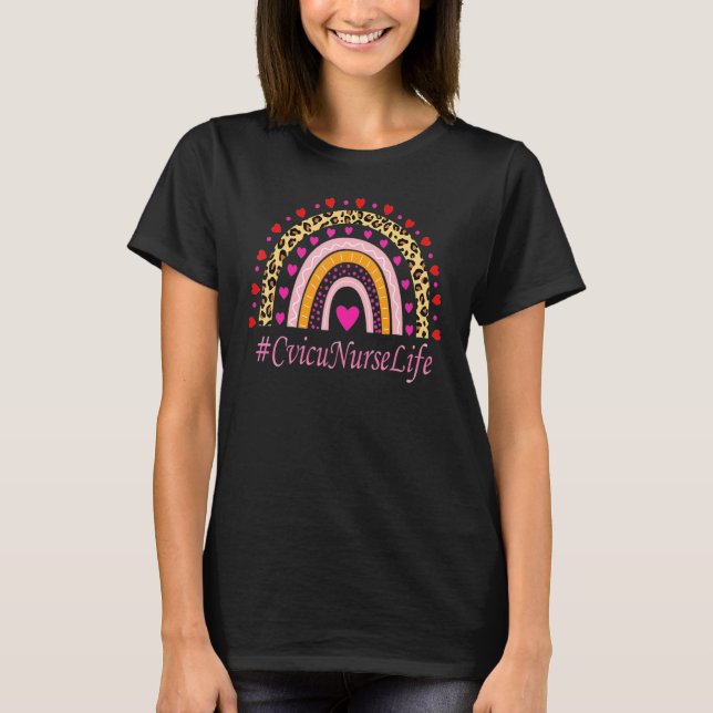 Cvicu Nurse Leopard Rainbow Nurse's Week T-Shirt (Front)