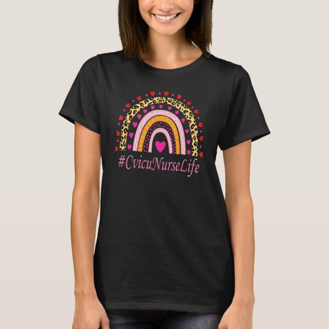 Cvicu Nurse Leopard Rainbow Nurse's Week T-Shirt (Front)