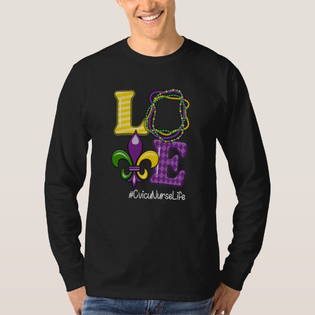 Cvicu Nurse Nurse Mardi Gras Leopard Festival Part T-Shirt (Front)