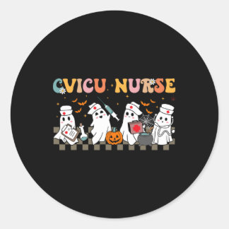 Cvicu Nurse Spooky Ghost Halloween Cute Nursing Co Classic Round Sticker