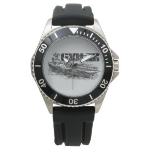 CVN-72 Abraham Lincoln Crown Protector Black Rubb Watch