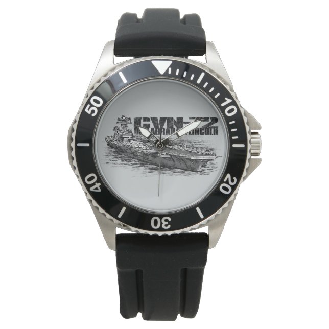 CVN-72 Abraham Lincoln Crown Protector Black Rubb Watch (Front)