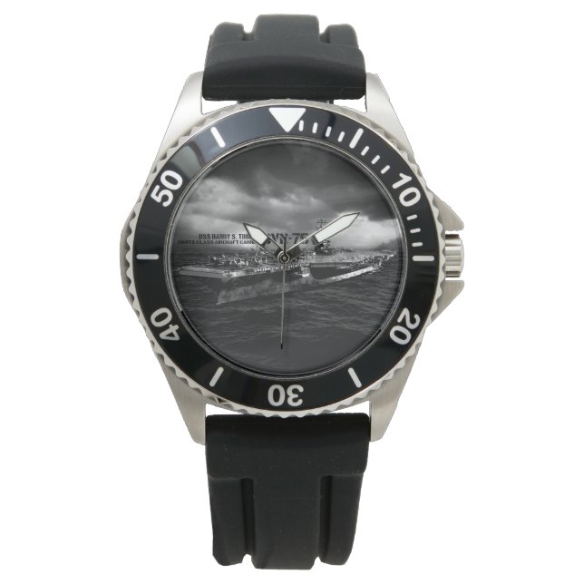 CVN-75 Harry S. Truman Crown Protector Black Rubb Watch (Front)