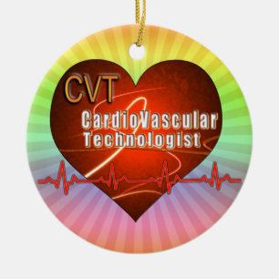 CVT HEART LOGO Cardiovascular Technologist Ceramic Tree Decoration