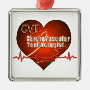 CVT HEART LOGO Cardiovascular Technologist Metal Tree Decoration