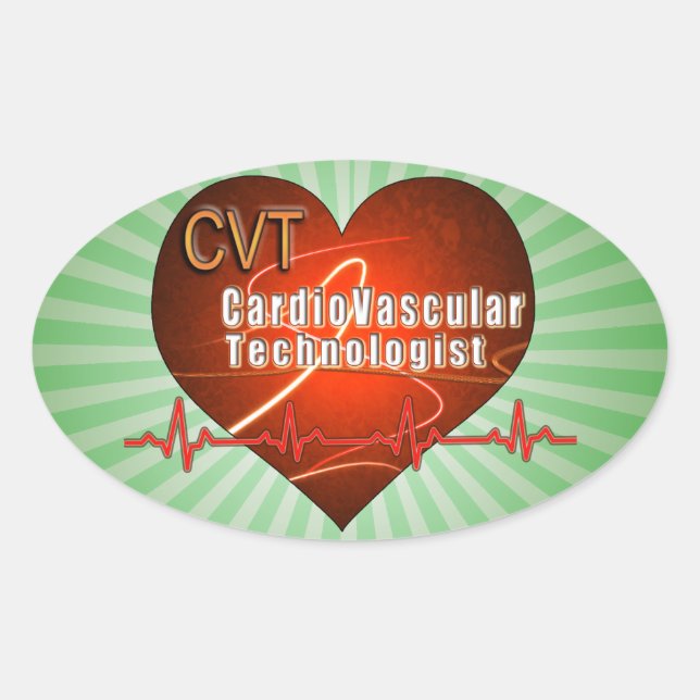 CVT HEART LOGO Cardiovascular Technologist Oval Sticker (Front)