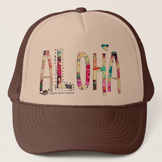CWA ALOHA COLLAGE Trucker Hat (Front)