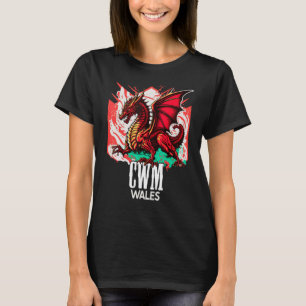 Cwm Wales Welsh Flag Y Ddraig Goch Dragon T-Shirt