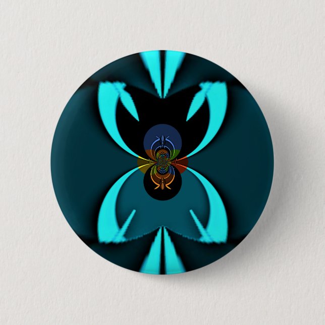 Cyan Abstract Art Print 6 Cm Round Badge (Front)