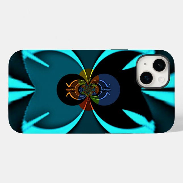 Cyan Abstract Art Print Case-Mate iPhone Case (Back (Horizontal))