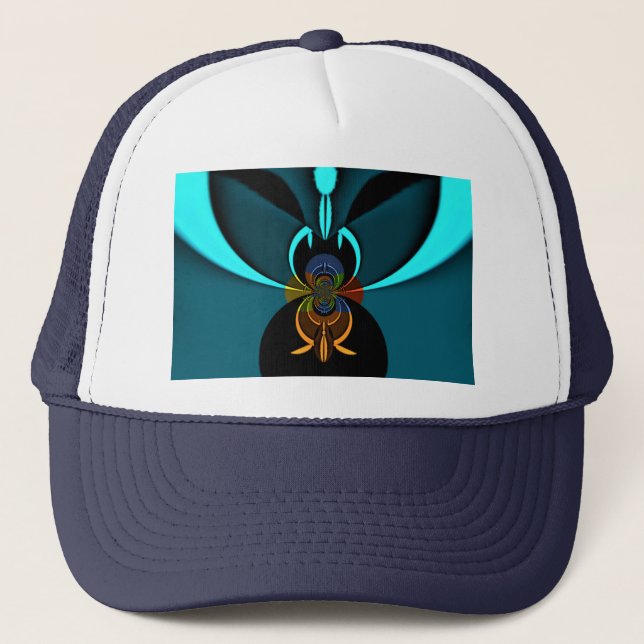Cyan Abstract Art Print Trucker Hat (Front)