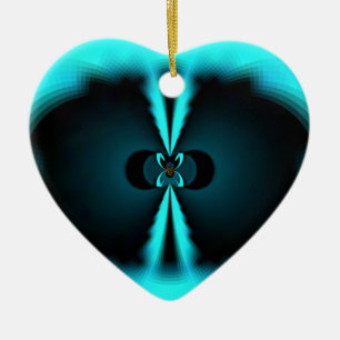 Cyan and Black Abstract Art Print Ceramic Tree Decoration