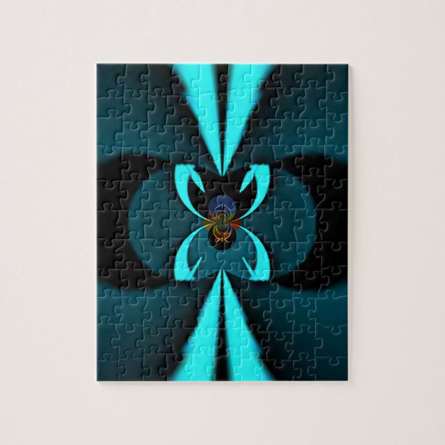 Cyan and Black Abstract Art Print Jigsaw Puzzle (Vertical)