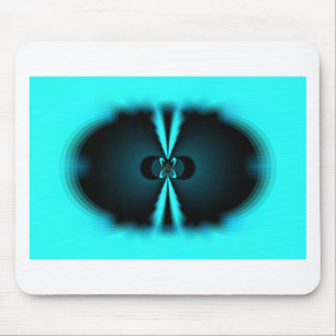 Cyan and Black Abstract Art Print Mouse Pad