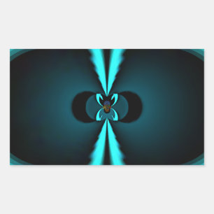 Cyan and Black Abstract Art Print Rectangular Sticker