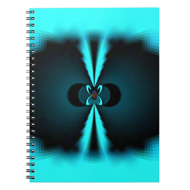 Cyan and Black Abstract Art Print Spiral Notebook (Front)
