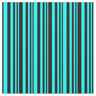 Cyan and Black Pattern of Stripes Fabric