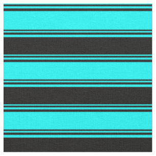 Cyan and Black Stripes/Lines Pattern Fabric