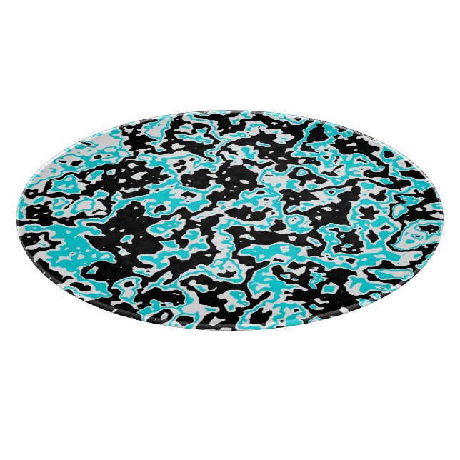 Cyan and Black Swirls Cutting Board (Corner)