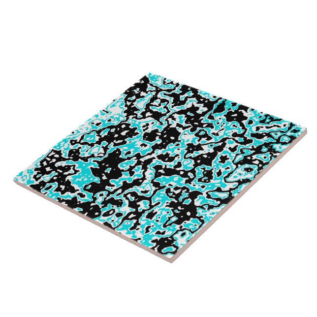 Cyan and Black Swirls Tile (Side)
