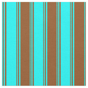 Cyan and Brown Coloured Stripes Pattern Fabric