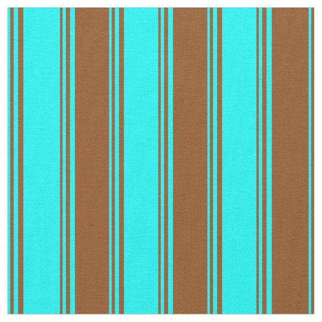 Cyan and Brown Coloured Stripes Pattern Fabric (Close Up)