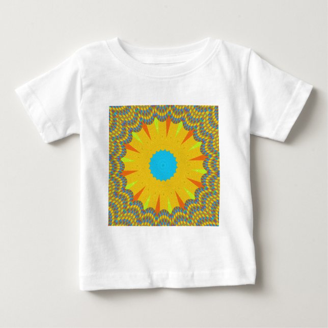 Cyan and Gold Mandala Art Print Baby T-Shirt (Front)