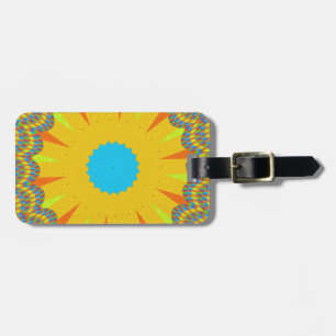 Cyan and Gold Mandala Art Print Luggage Tag