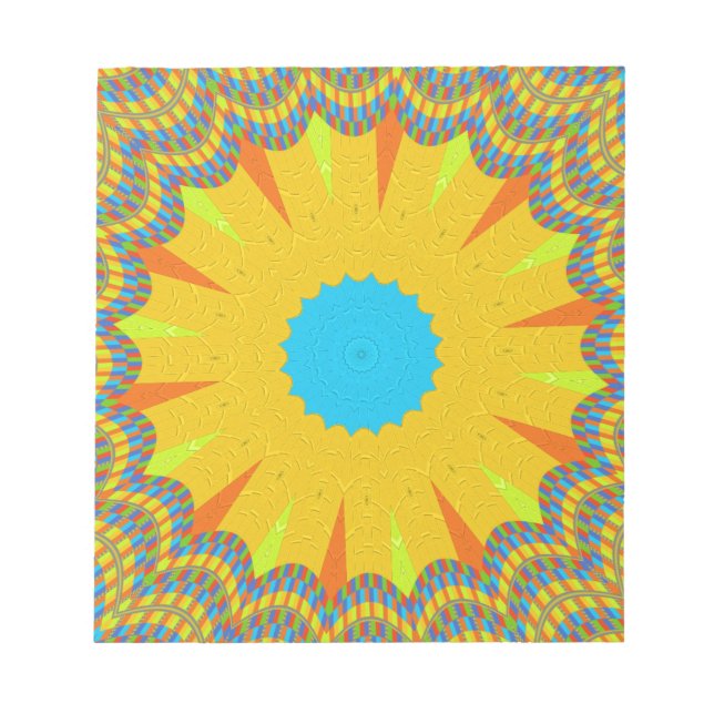 Cyan and Gold Mandala Art Print Notepad (Front)