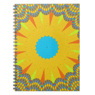 Cyan and Gold Mandala Art Print Spiral Notebook