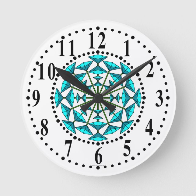 Cyan And Light Cyan Floral 147 Wall Clock (Front)