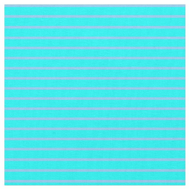 Cyan and Light Sky Blue Pattern of Stripes Fabric (Close Up)