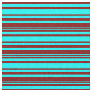 Cyan and Maroon Coloured Lines/Stripes Pattern Fabric