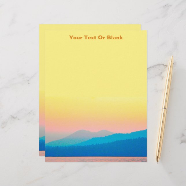 Cyan and Salmon Sunset Custom Letterhead (Front/Back In Situ)