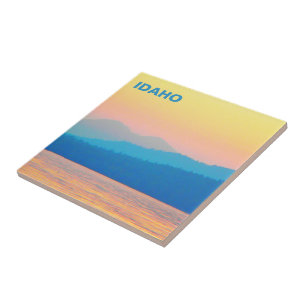 Cyan and Salmon Sunset Tile