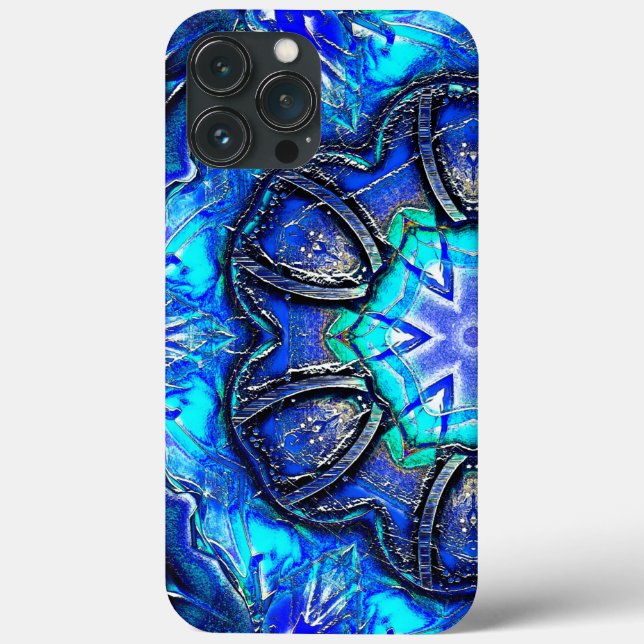 Cyan and very blue kaleidoscope of waxed paint thr Case-Mate iPhone case (Back)