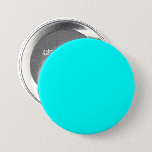 Cyan / Aqua Blue 00FFFF Colour - Option to Add Nam 7.5 Cm Round Badge (Front & Back)
